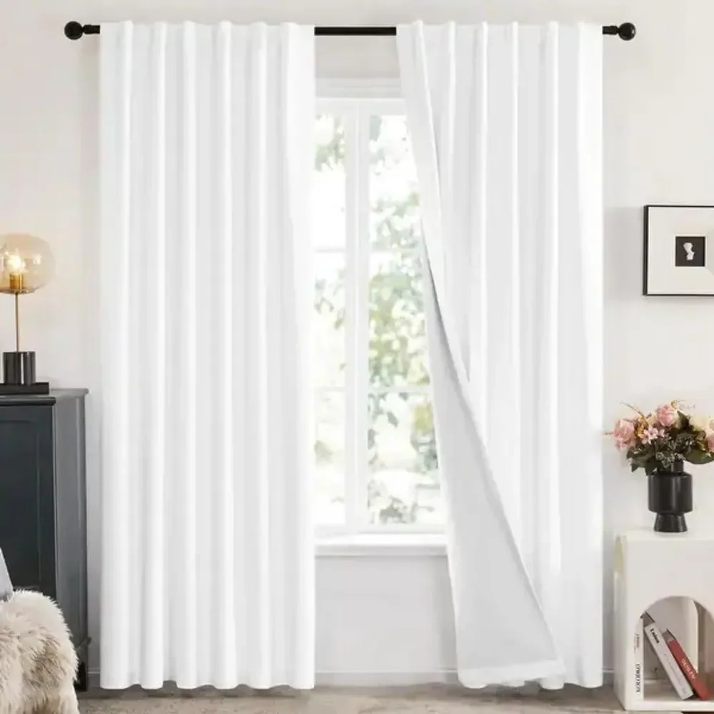 4 panels Victoria Voile white Sheer Rod Pocket Window Curtains measures 38”x87”